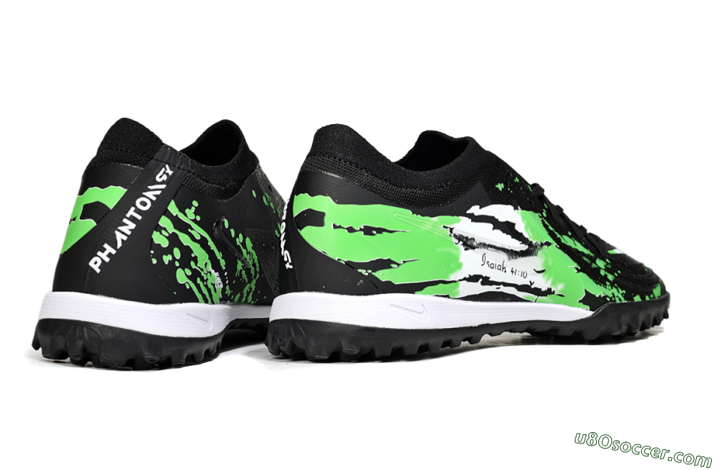 Nike Phantom GX 2 Elite TF Artificial Turf Soccer Shoes - Black/Green/White 6