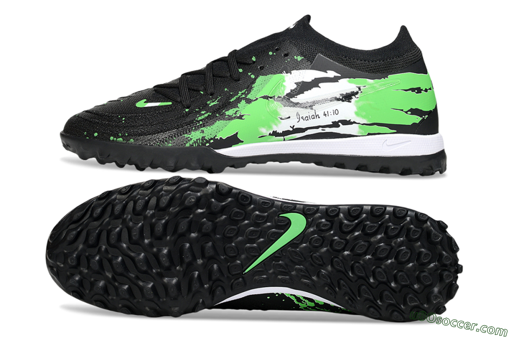 Nike Phantom GX 2 Elite TF Artificial Turf Soccer Shoes - Black/Green/White 0