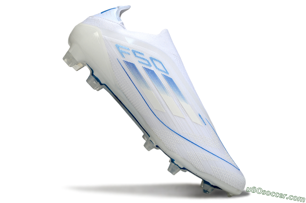 Adidas F50 Elite Laceless FG Firm Ground Soccer Cleats - White/Blue 4