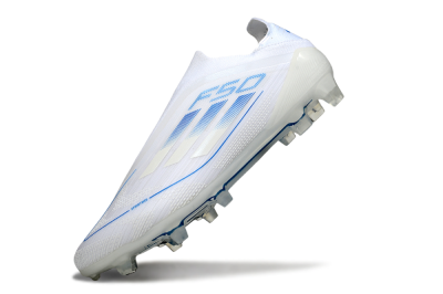Adidas F50 Elite Laceless FG Firm Ground Soccer Cleats - White/Blue