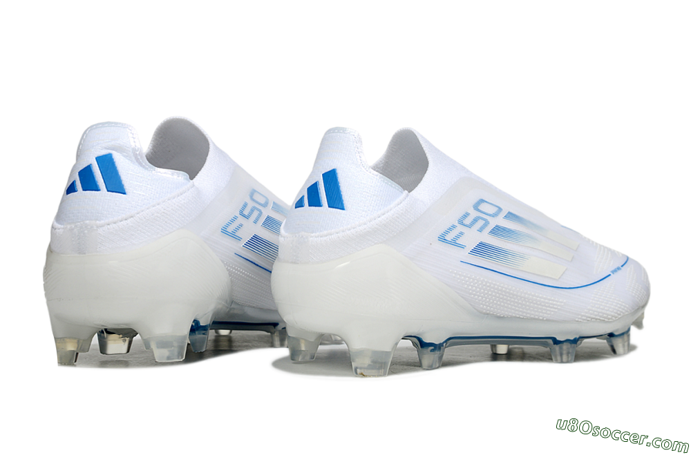 Adidas F50 Elite Laceless FG Firm Ground Soccer Cleats - White/Blue 6