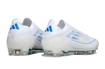 Adidas F50 Elite Laceless FG Firm Ground Soccer Cleats - White/Blue