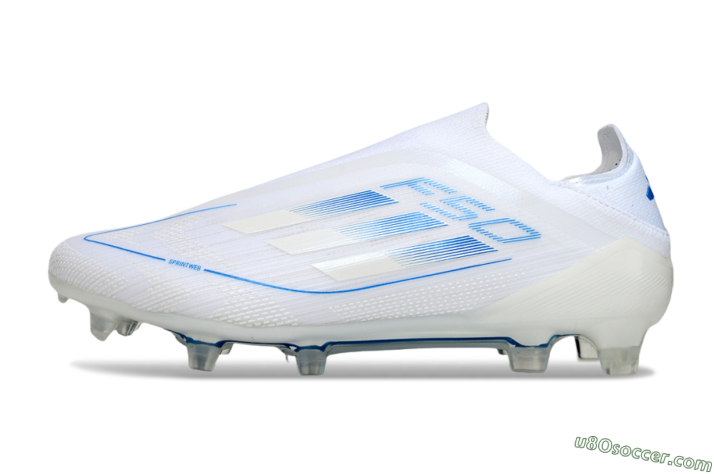Adidas F50 Elite Laceless FG Firm Ground Soccer Cleats - White/Blue 2