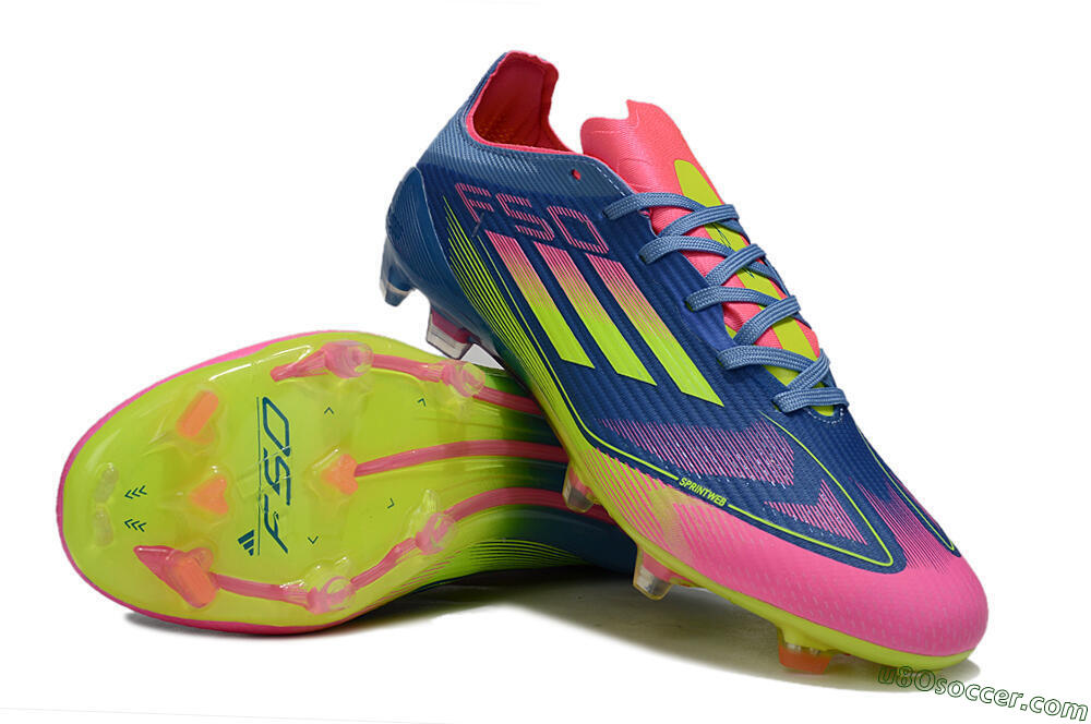 Adidas F50 Elite FG Firm Ground Soccer Cleats - Blue/Yellow/Pink 4