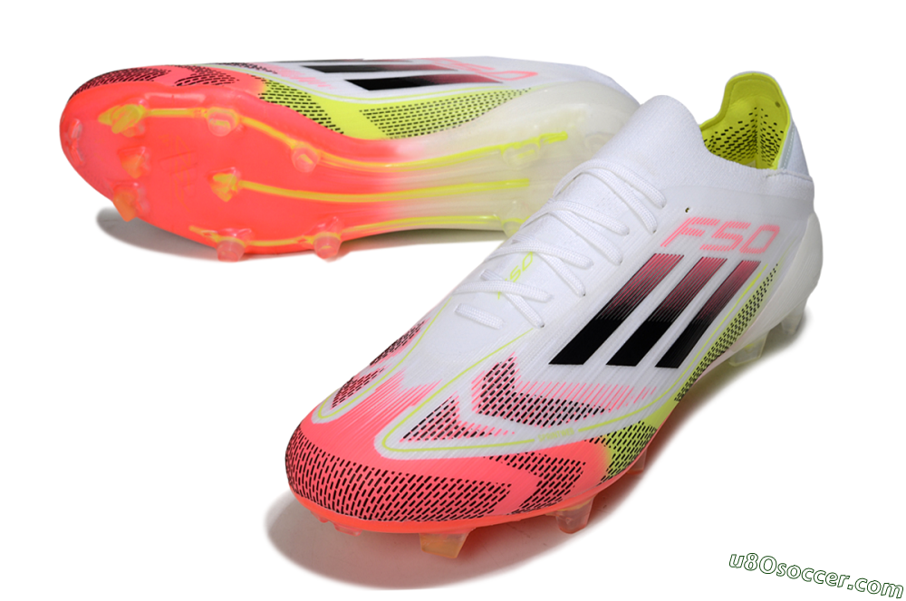 Adidas F50 Elite FG Firm Ground Soccer Cleats - White/Pink/Yellow 3