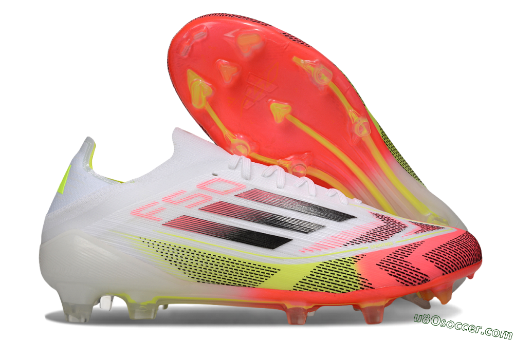Adidas F50 Elite FG Firm Ground Soccer Cleats - White/Pink/Yellow 1
