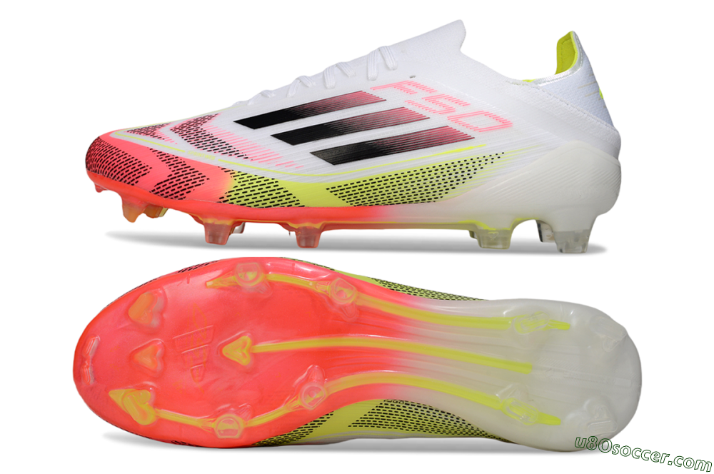 Adidas F50 Elite FG Firm Ground Soccer Cleats - White/Pink/Yellow 0