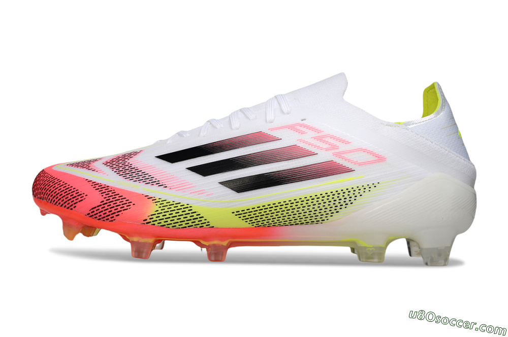 Adidas F50 Elite FG Firm Ground Soccer Cleats - White/Pink/Yellow 2
