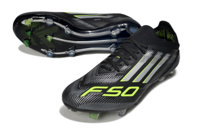 Adidas F50 Elite FG Firm Ground Soccer Cleats - Black/Silver/Yellow