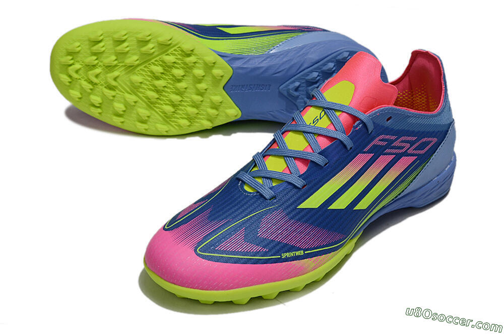 Adidas F50 Pro TF Artificial Turf Soccer Shoes - Blue/Yellow/Pink 3