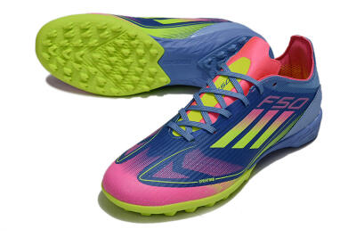 Adidas F50 Pro TF Artificial Turf Soccer Shoes - Blue/Yellow/Pink