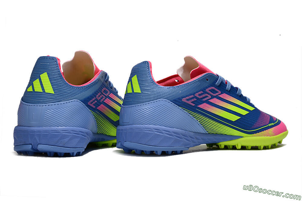 Adidas F50 Pro TF Artificial Turf Soccer Shoes - Blue/Yellow/Pink 7