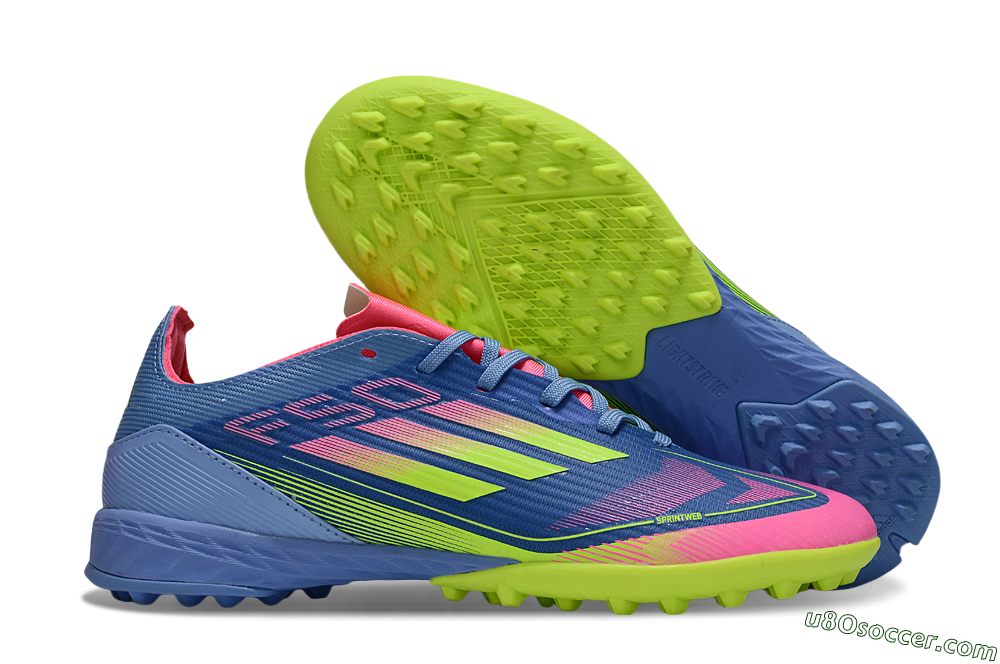Adidas F50 Pro TF Artificial Turf Soccer Shoes - Blue/Yellow/Pink 1