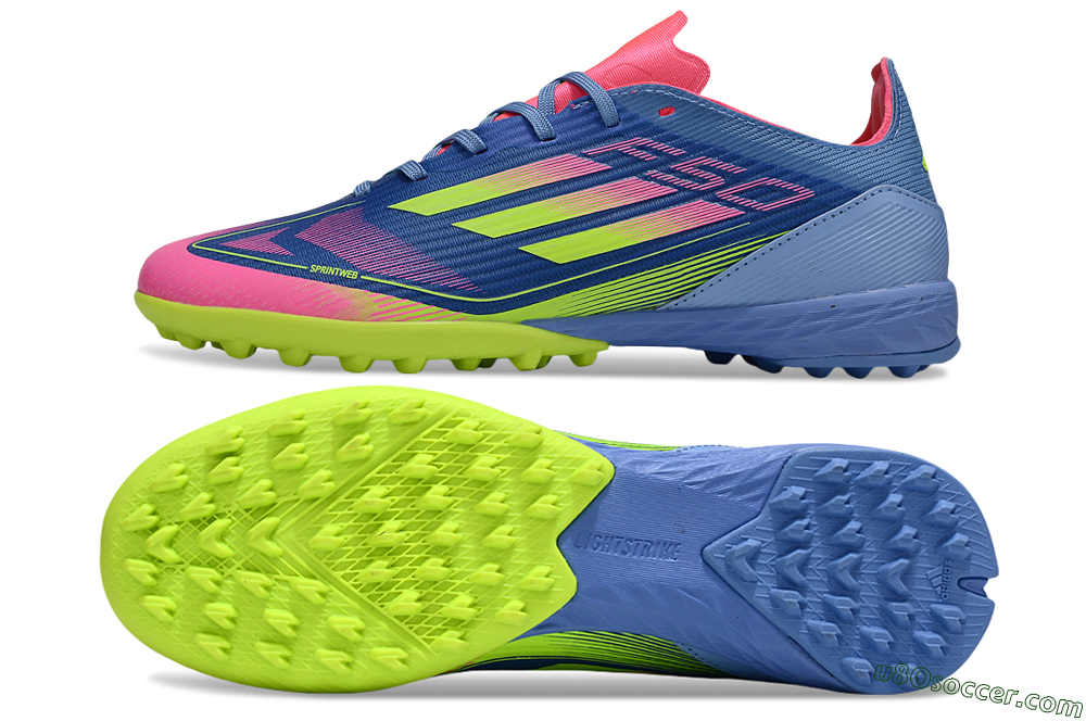Adidas F50 Pro TF Artificial Turf Soccer Shoes - Blue/Yellow/Pink 0