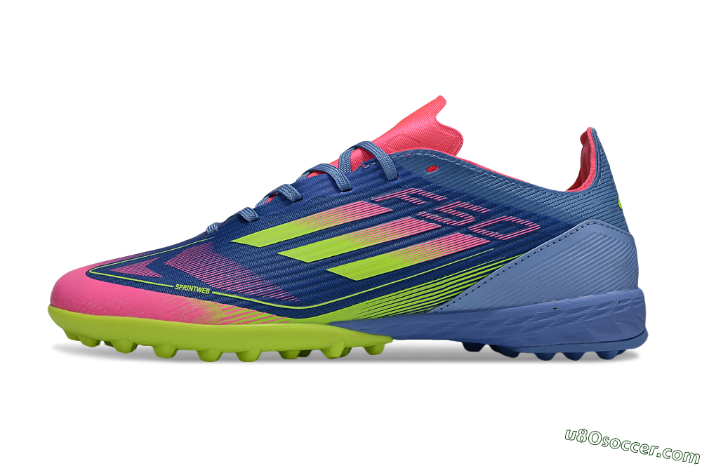 Adidas F50 Pro TF Artificial Turf Soccer Shoes - Blue/Yellow/Pink 2