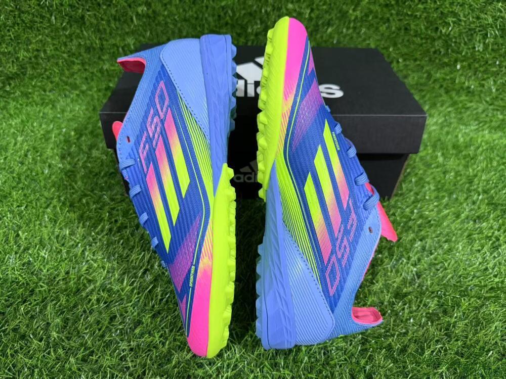 Adidas F50 Pro TF Artificial Turf Soccer Shoes - Blue/Yellow/Pink