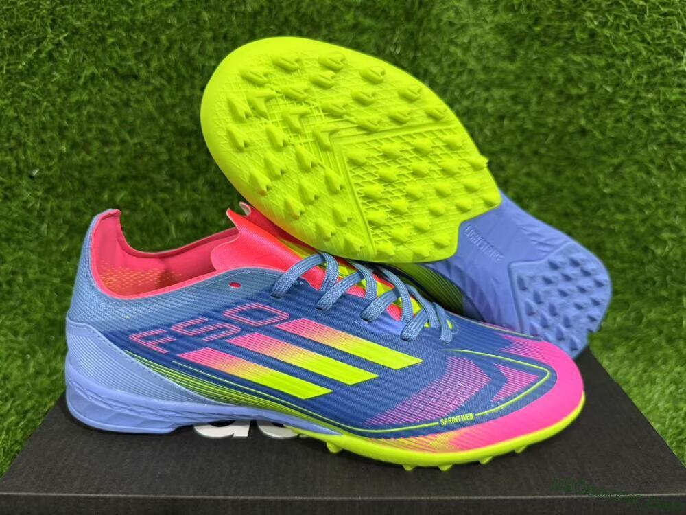 Adidas F50 Pro TF Artificial Turf Soccer Shoes - Blue/Yellow/Pink