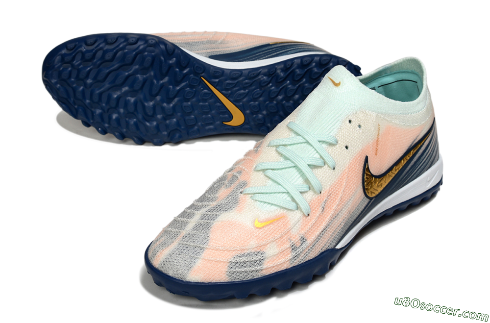 Nike Phantom GX 2 Elite TF Artificial Turf Soccer Shoes - Pink/Blue/Gold 3