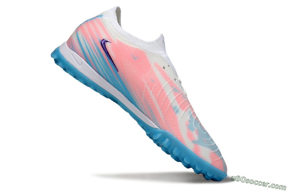 Nike Phantom GX 2 Elite TF Artificial Turf Soccer Shoes - White/Pink/Blue 4
