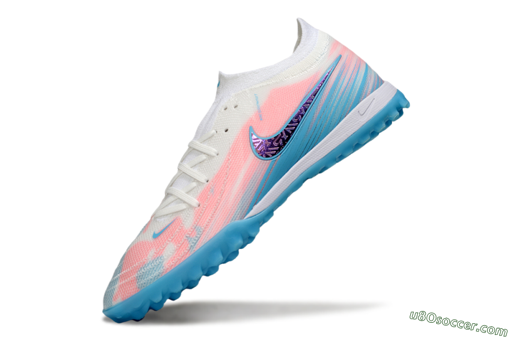 Nike Phantom GX 2 Elite TF Artificial Turf Soccer Shoes - White/Pink/Blue 5