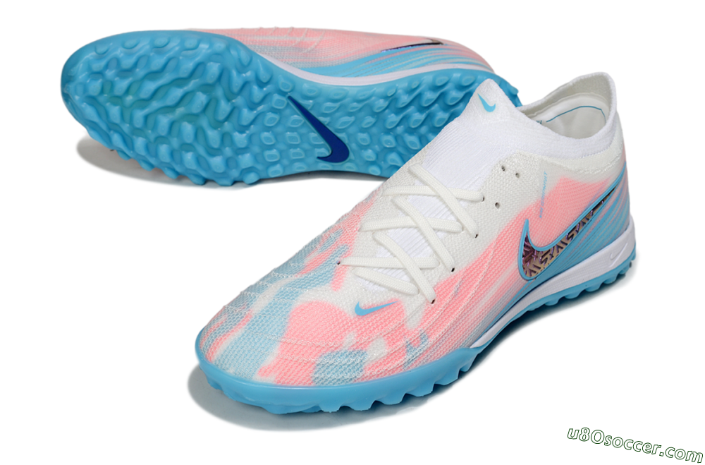 Nike Phantom GX 2 Elite TF Artificial Turf Soccer Shoes - White/Pink/Blue 3