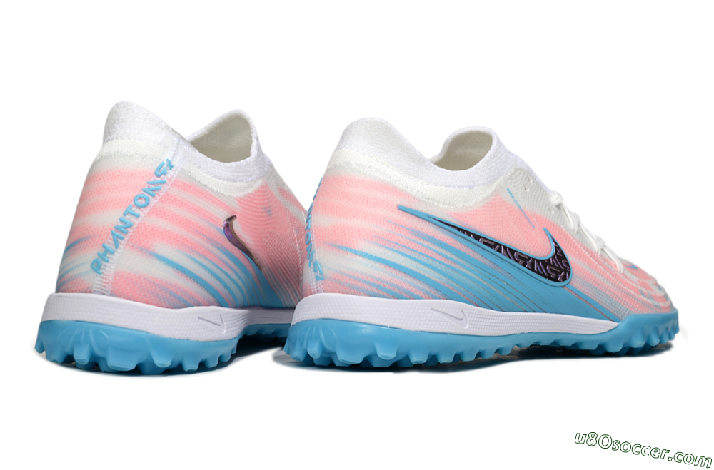 Nike Phantom GX 2 Elite TF Artificial Turf Soccer Shoes - White/Pink/Blue 6