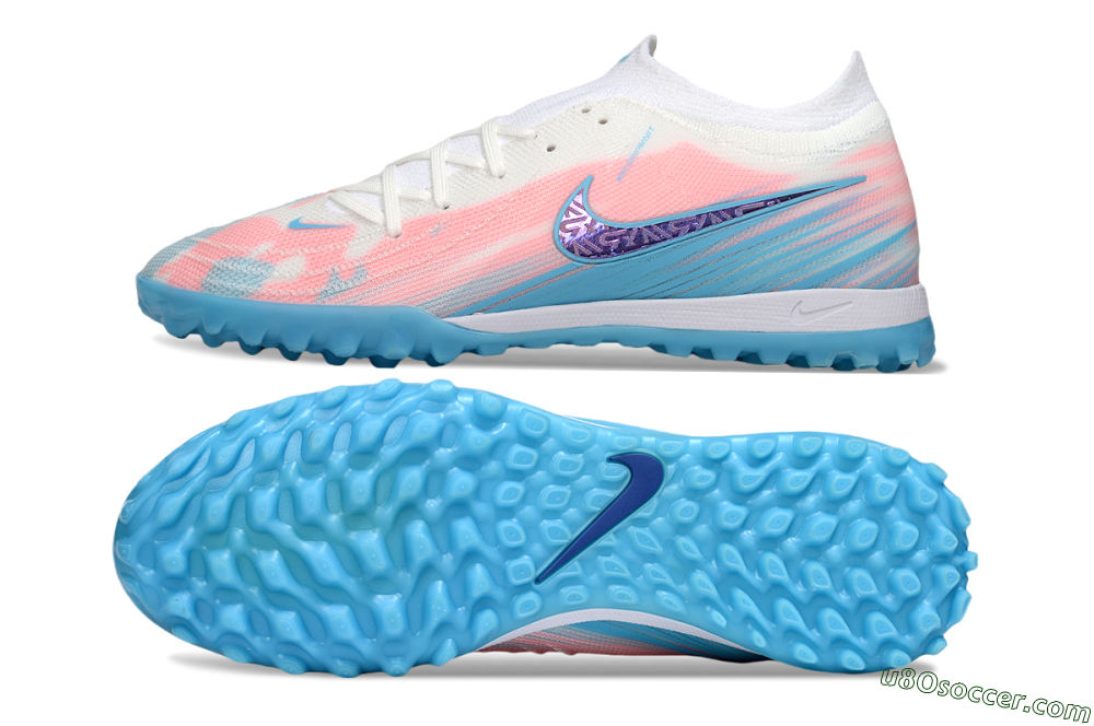 Nike Phantom GX 2 Elite TF Artificial Turf Soccer Shoes - White/Pink/Blue 0