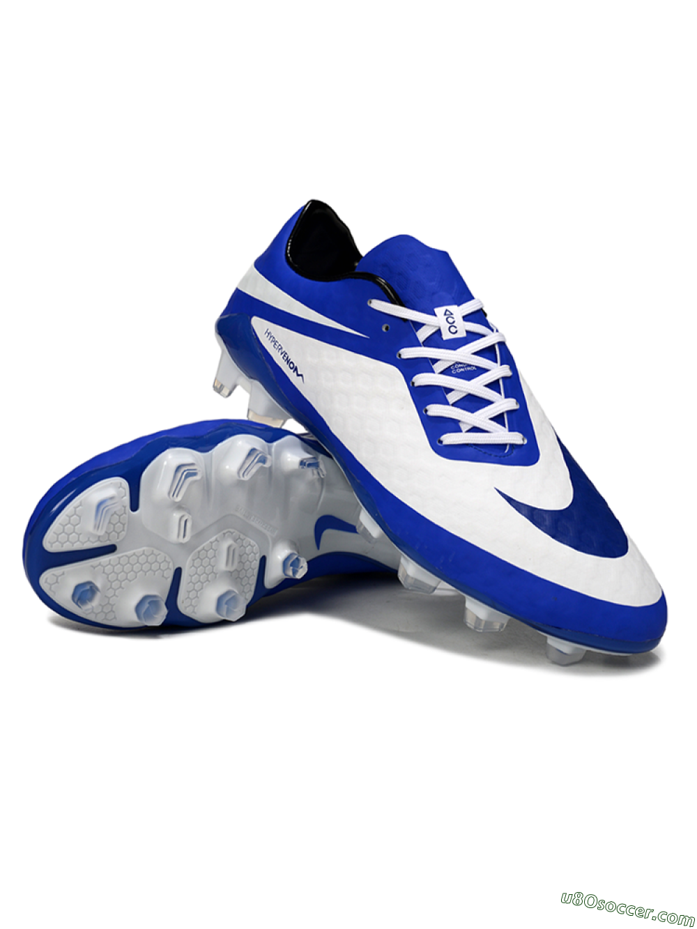 Nike Hypervenom Phantom FG Firm Ground Soccer Cleats - White/Blue 3