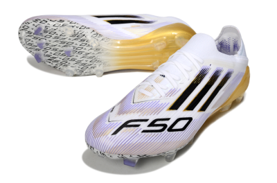 Adidas F50 Elite FG Firm Ground Soccer Cleats - White/Purple/Gold