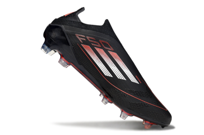 Adidas F50 Elite Laceless FG Firm Ground Soccer Cleats - Black/Silver/Red