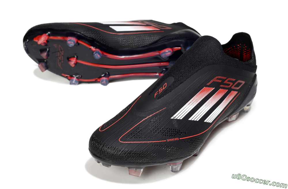 Adidas F50 Elite Laceless FG Firm Ground Soccer Cleats - Black/Silver/Red 3