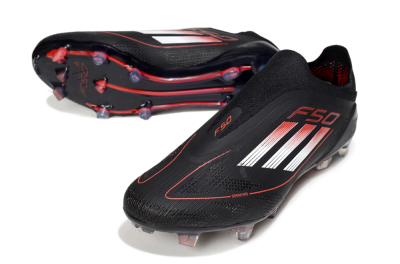 Adidas F50 Elite Laceless FG Firm Ground Soccer Cleats - Black/Silver/Red