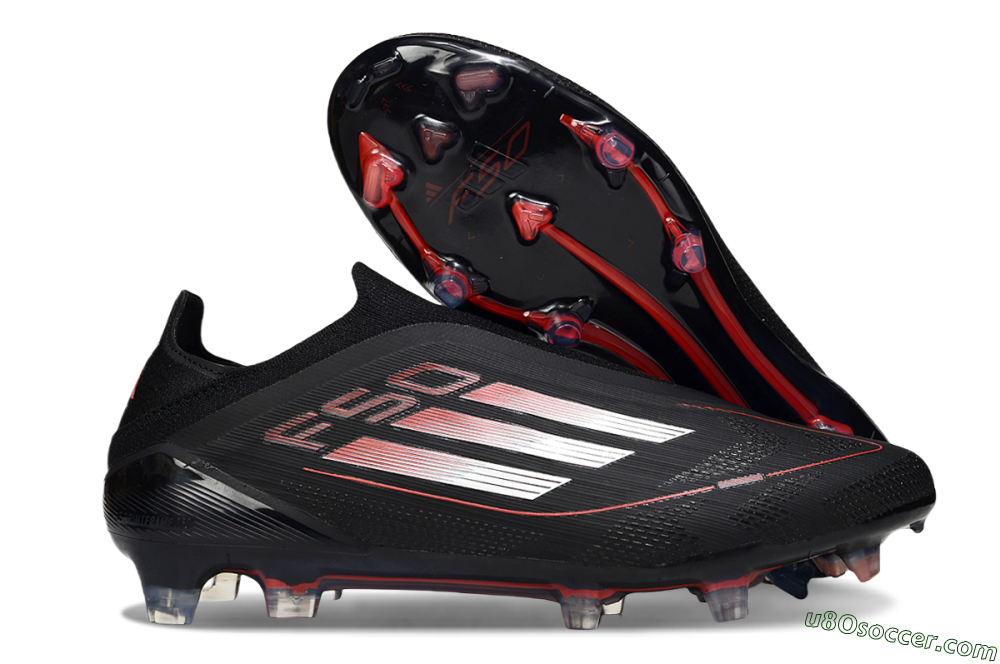 Adidas F50 Elite Laceless FG Firm Ground Soccer Cleats - Black/Silver/Red 1
