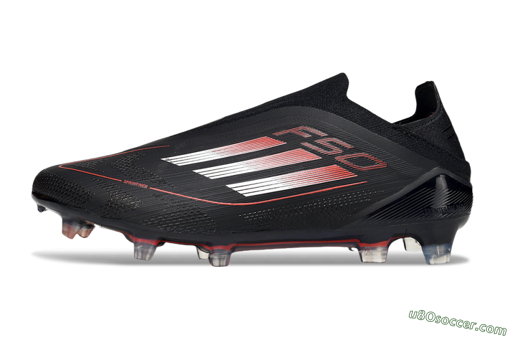 Adidas F50 Elite Laceless FG Firm Ground Soccer Cleats - Black/Silver/Red 2