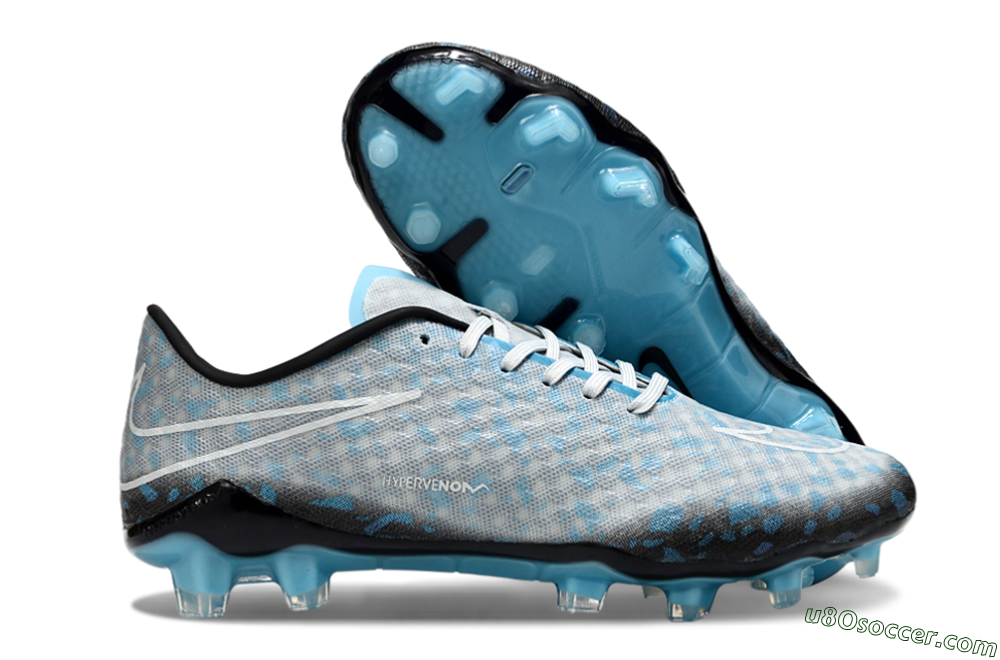 Nike Hypervenom Phantom FG Firm Ground Soccer Cleats - Grey/White/Blue 1