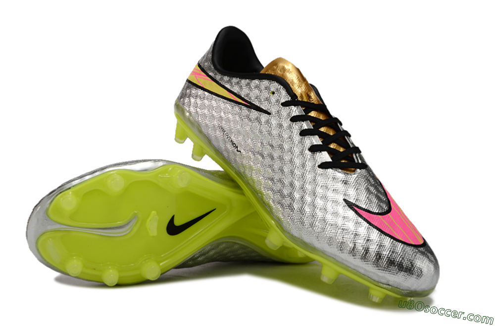 Nike Hypervenom Phantom FG Firm Ground Soccer Cleats - Silver/Pink/Yellow 3