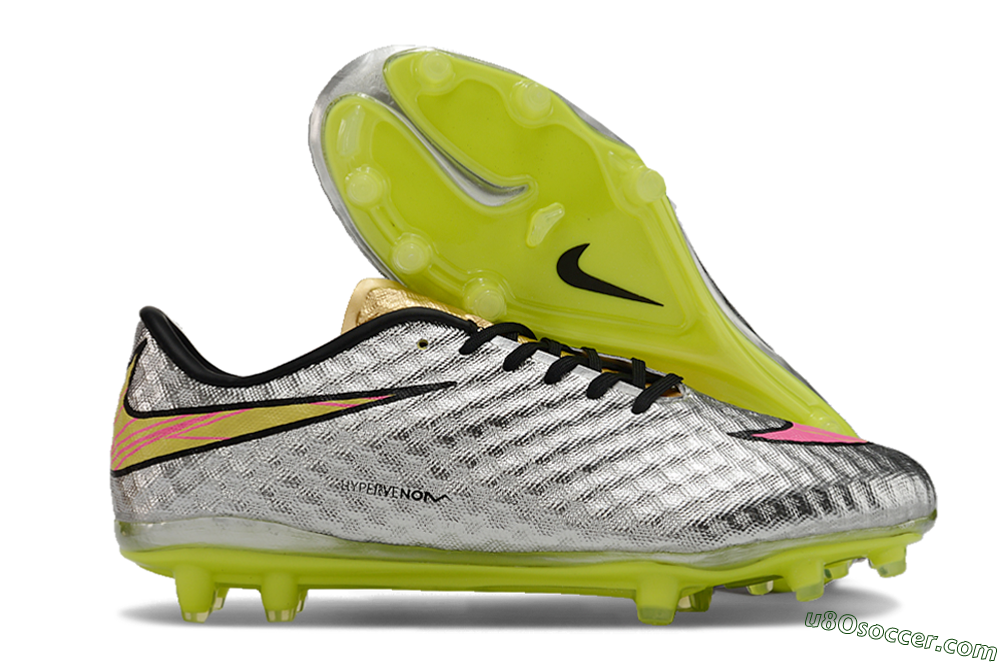 Nike Hypervenom Phantom FG Firm Ground Soccer Cleats - Silver/Pink/Yellow 1
