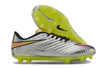 Nike Hypervenom Phantom FG Firm Ground Soccer Cleats - Silver/Pink/Yellow