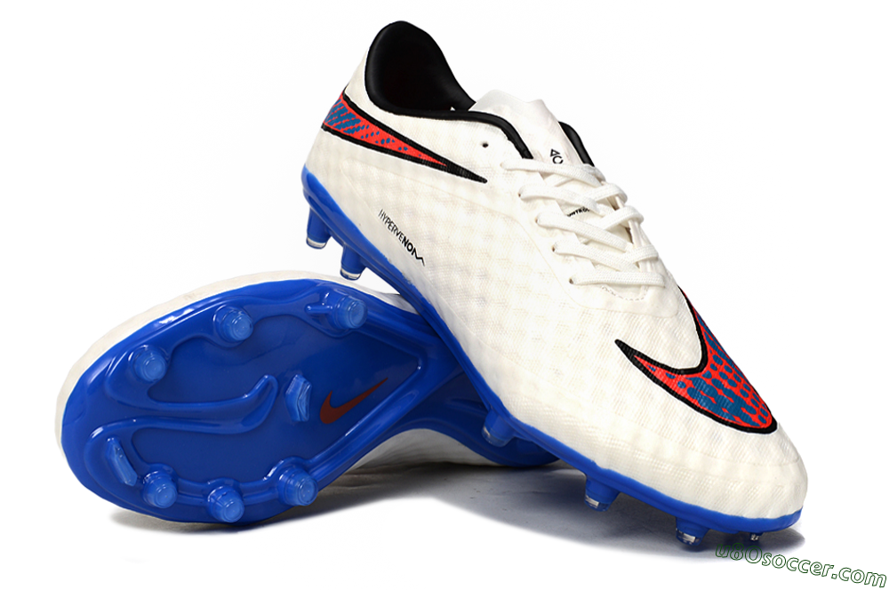 Nike Hypervenom Phantom FG Firm Ground Soccer Cleats - White/Red/Blue 3