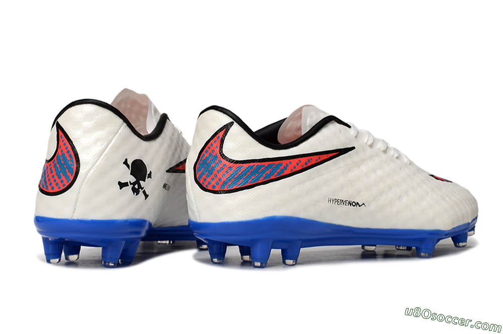Nike Hypervenom Phantom FG Firm Ground Soccer Cleats - White/Red/Blue 6