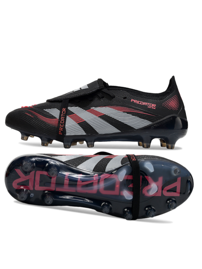 Adidas Predator 25 Elite Foldover Tongue AG Artificial Grass Soccer Cleats - Black/Red/Silver