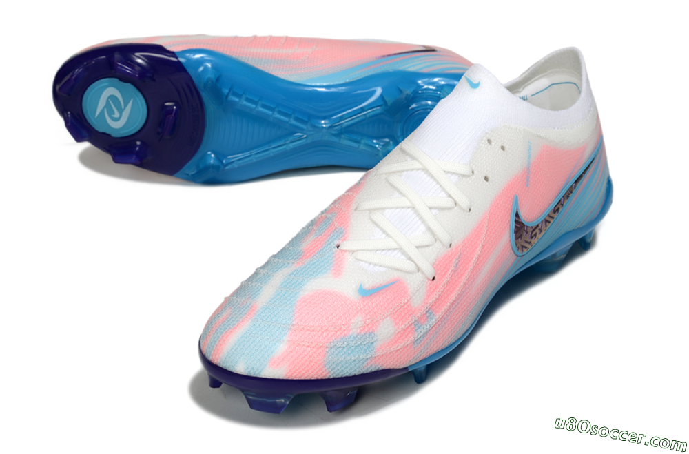 Nike Phantom GX 2 Elite FG Firm Ground Soccer Cleats - White/Pink/Blue 3