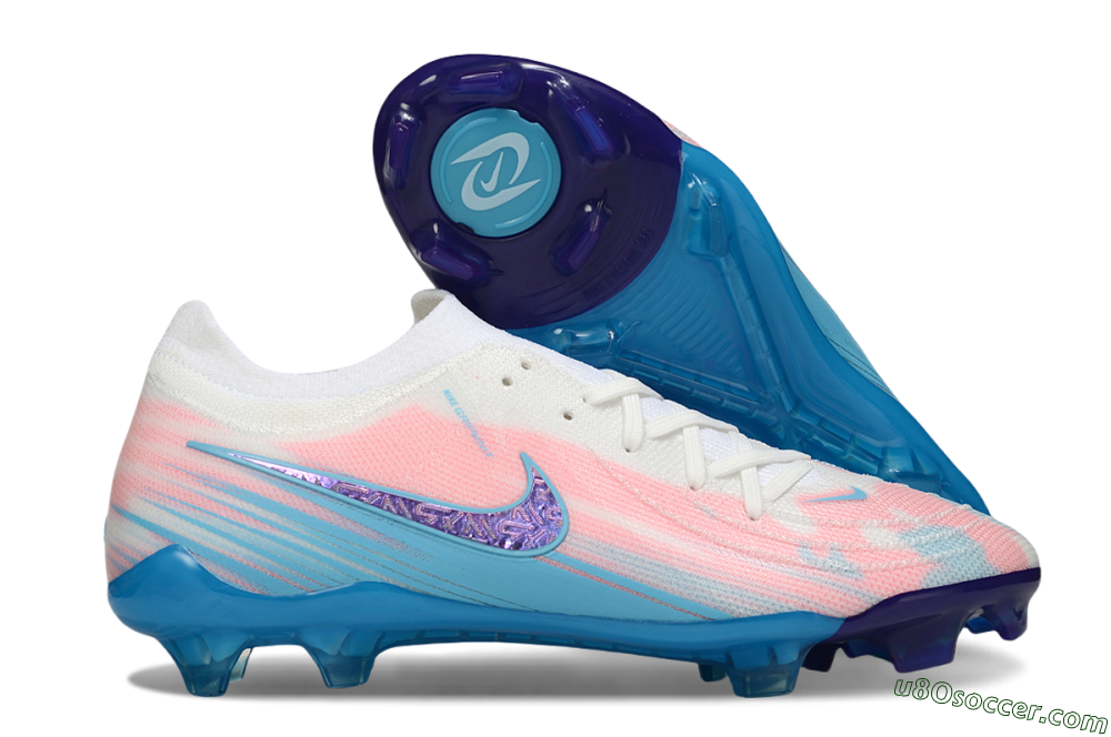 Nike Phantom GX 2 Elite FG Firm Ground Soccer Cleats - White/Pink/Blue 1