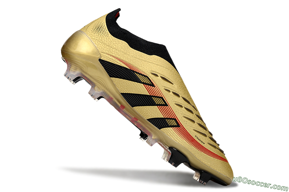 Adidas Predator 25 Elite Laceless FG Firm Ground Soccer Cleats - Gold/Black/Red 4