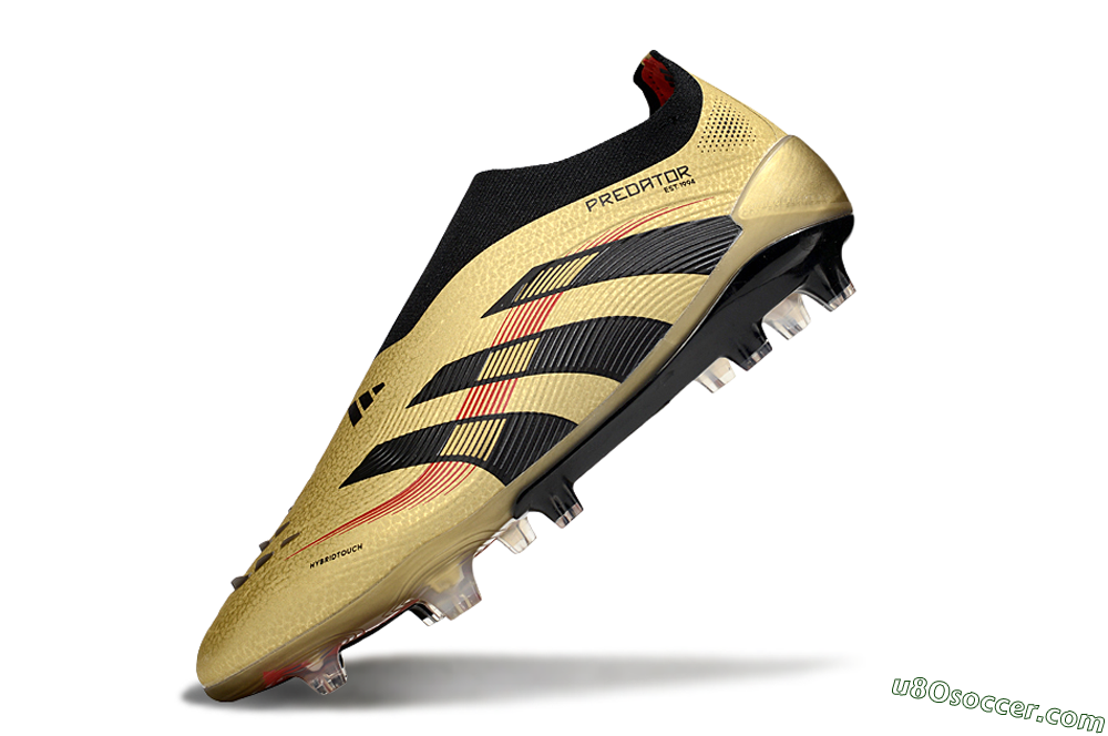 Adidas Predator 25 Elite Laceless FG Firm Ground Soccer Cleats - Gold/Black/Red 5
