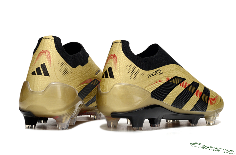 Adidas Predator 25 Elite Laceless FG Firm Ground Soccer Cleats - Gold/Black/Red 6