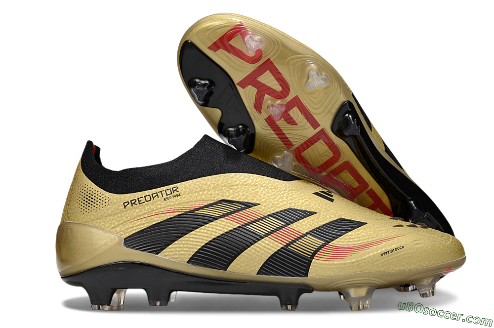 Adidas Predator 25 Elite Laceless FG Firm Ground Soccer Cleats - Gold/Black/Red 1
