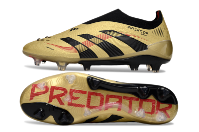 Adidas Predator 25 Elite Laceless FG Firm Ground Soccer Cleats - Gold/Black/Red