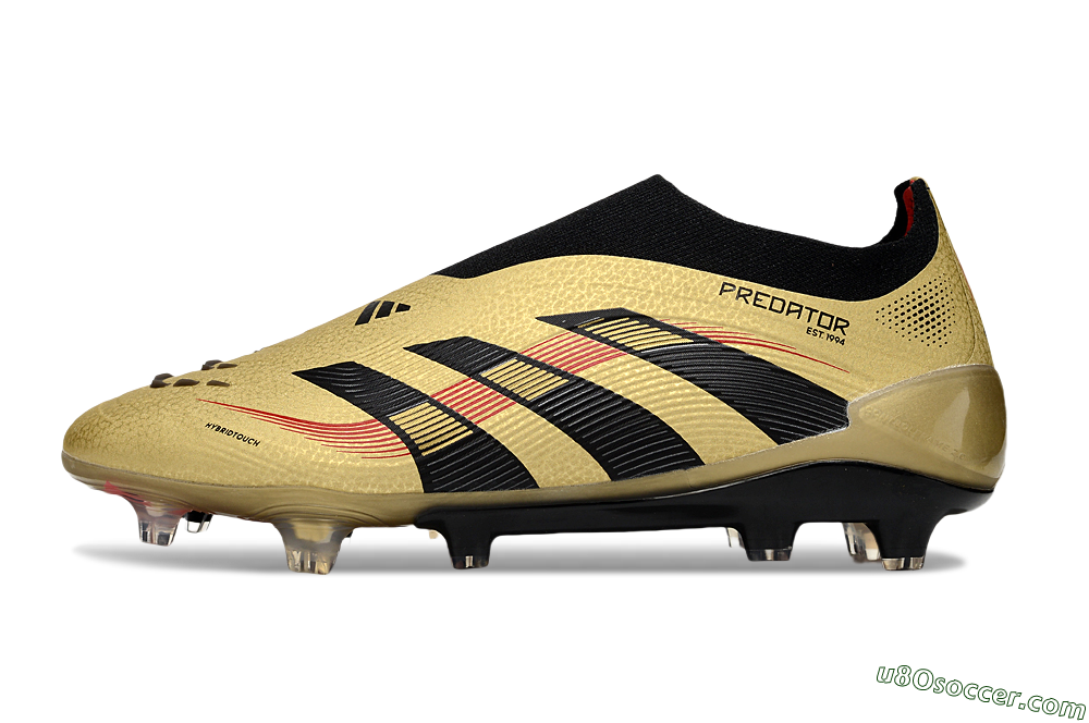 Adidas Predator 25 Elite Laceless FG Firm Ground Soccer Cleats - Gold/Black/Red 2