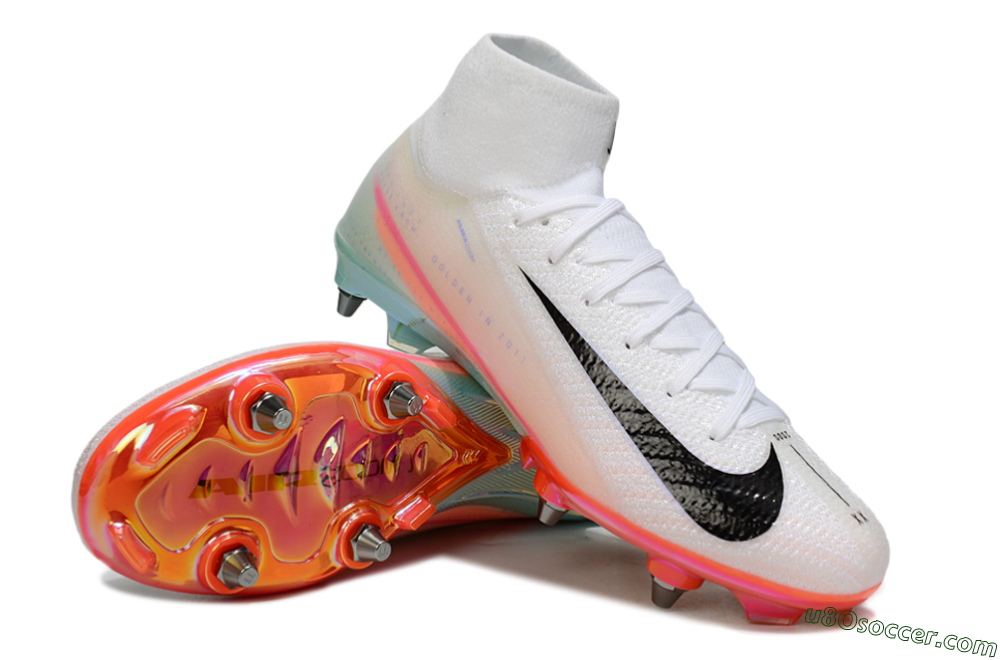 Nike Air Zoom Mercurial Superfly 10 Elite SG Soft Ground Soccer Cleats - White/Black/Pink 3